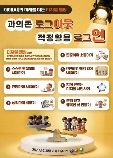 경남교육청 “과의존 로그아웃, 적정 활용 로그인!” ‘2026년 모두가 ! 함께하는 디지털 웰빙’ 문화 확산 기사 이미지